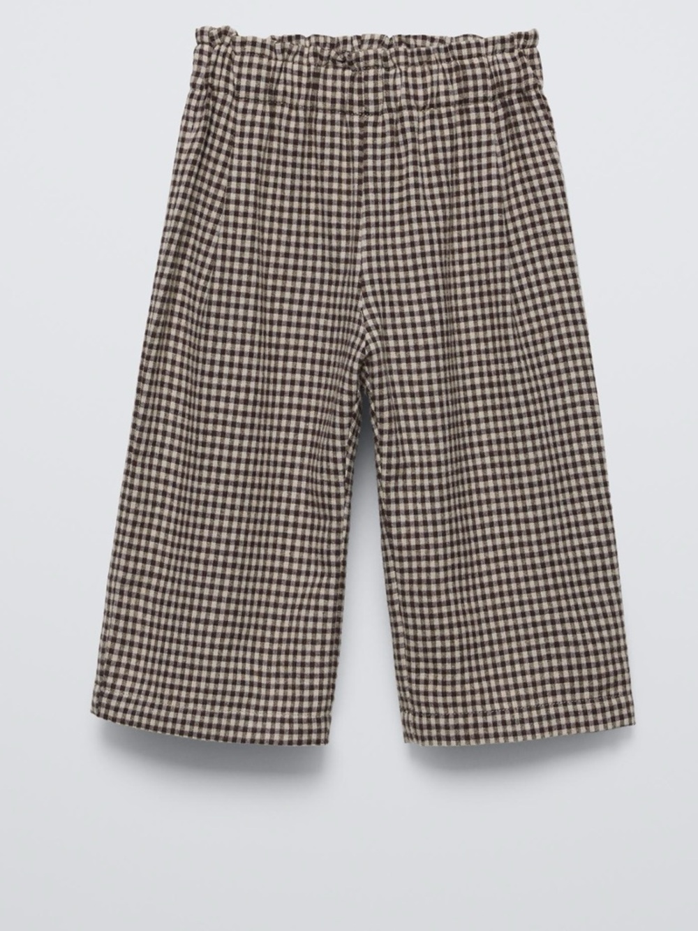 Zara Girls Brown Plaid Wide Leg Pants Size 6 Gingham Baggy Trousers